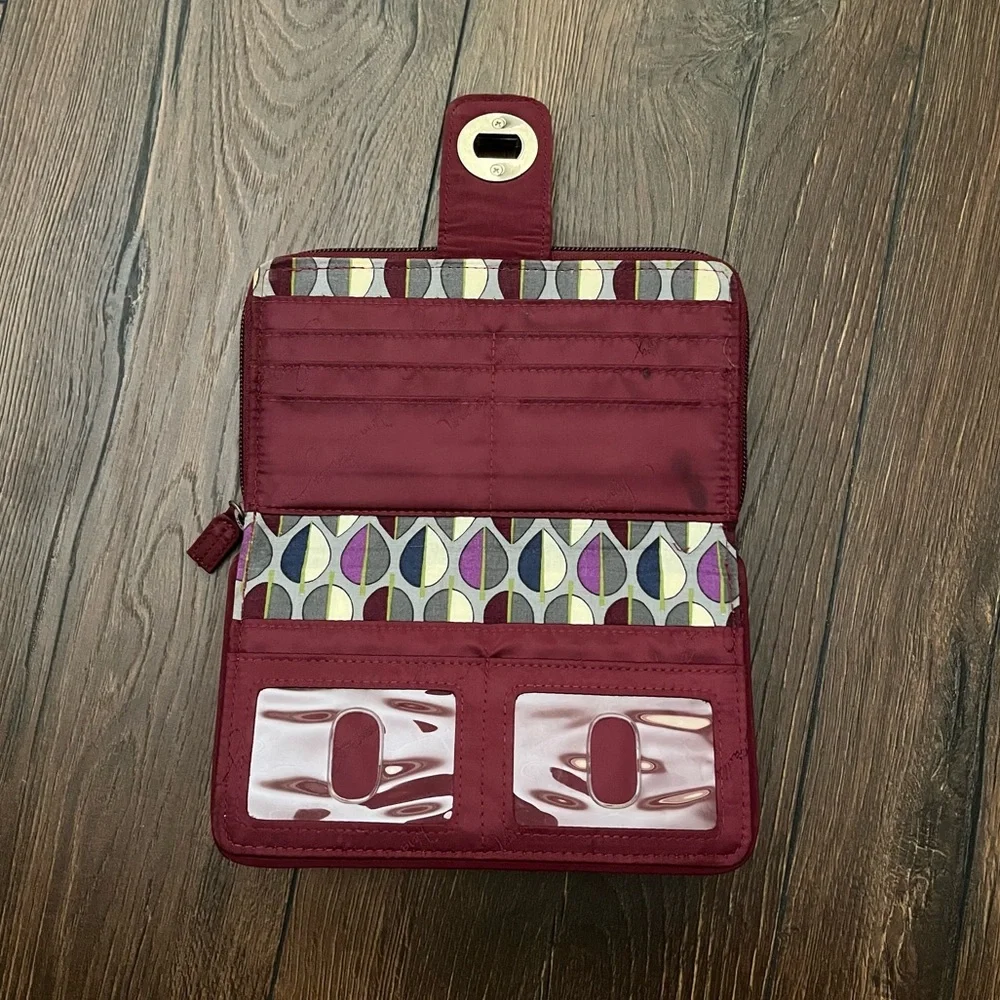 Vera Bradley Quilted Zip-Around Wallet in Wine (Burgundy) - Picture 3 of 3